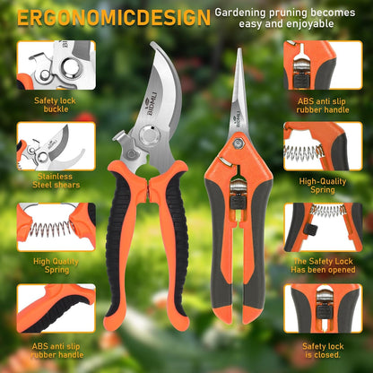 4-Pack Multifunctional Garden Scissors Set- Stainless Steel Pruning &Floral Shears with One-Piece Handle Blades for Tree Pruning, Flower Trimming, and Fruit Picking Tasks at Home&Garden Tool.