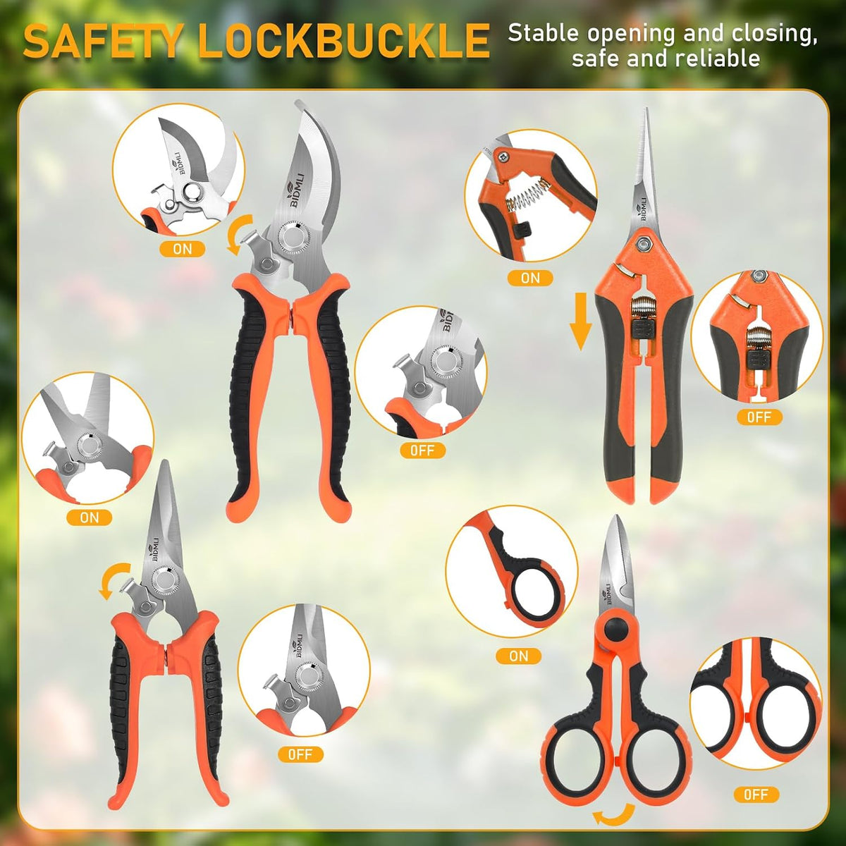 4-Pack Multifunctional Garden Scissors Set- Stainless Steel Pruning &Floral Shears with One-Piece Handle Blades for Tree Pruning, Flower Trimming, and Fruit Picking Tasks at Home&Garden Tool.