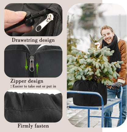 2Pack Plant Pot Covers for Pot Insulation with Drawstring and Zipper, Winter Plant Covers Freeze Protection or Flower Pot, Plants Frost Protect Bags for Keeping Warm(Black-M-17.7x19.6 in)