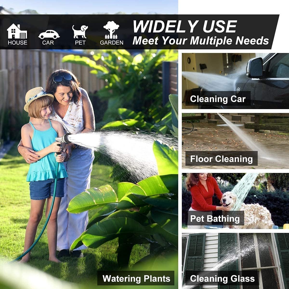 Garden Hose Nozzles Heavy Duty 9 Adjustable Patterns Hose Sprayer Nozzle