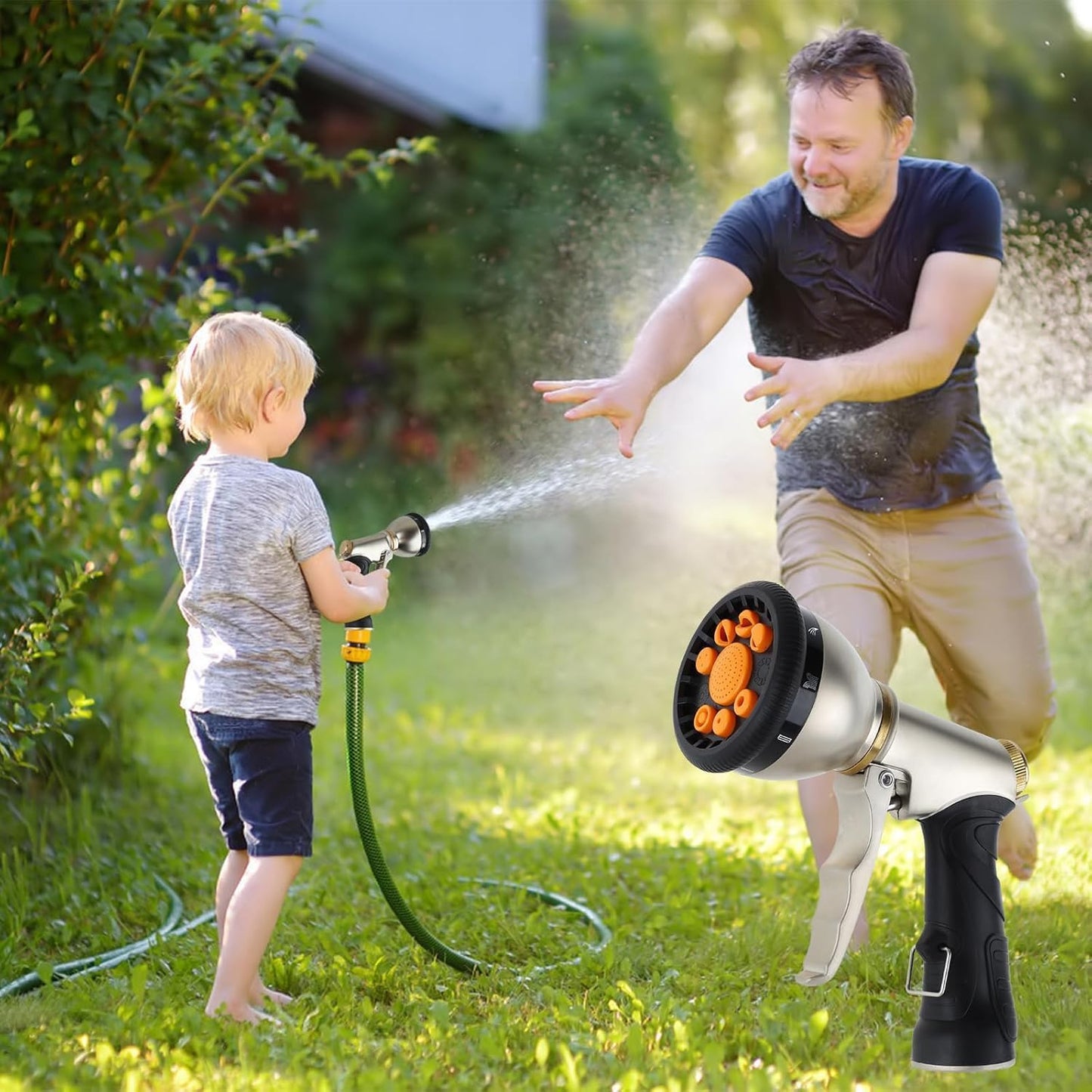 Garden Hose Nozzles Heavy Duty 9 Adjustable Patterns Hose Sprayer Nozzle