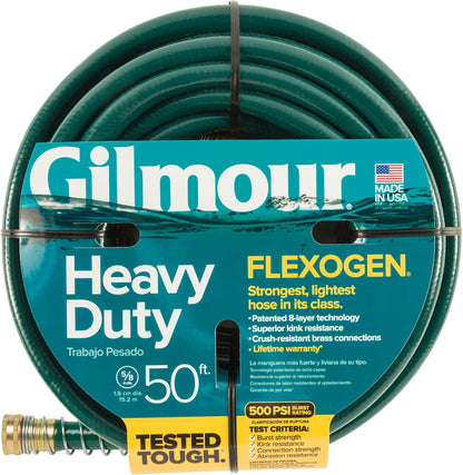 Flexogen 5/8" x 50' Heavy Duty Flexogen Water Hose, Flexible Garden Hose for Vegetable Gardens, Flower Beds, and Lawn Sprinklers