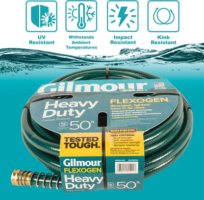 Flexogen 5/8" x 50' Heavy Duty Flexogen Water Hose, Flexible Garden Hose for Vegetable Gardens, Flower Beds, and Lawn Sprinklers