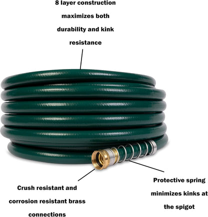 Flexogen 5/8" x 50' Heavy Duty Flexogen Water Hose, Flexible Garden Hose for Vegetable Gardens, Flower Beds, and Lawn Sprinklers