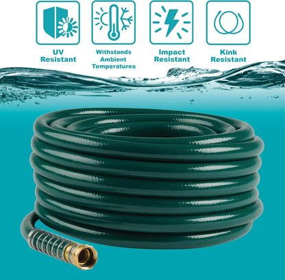 Flexogen 5/8" x 50' Heavy Duty Flexogen Water Hose, Flexible Garden Hose for Vegetable Gardens, Flower Beds, and Lawn Sprinklers