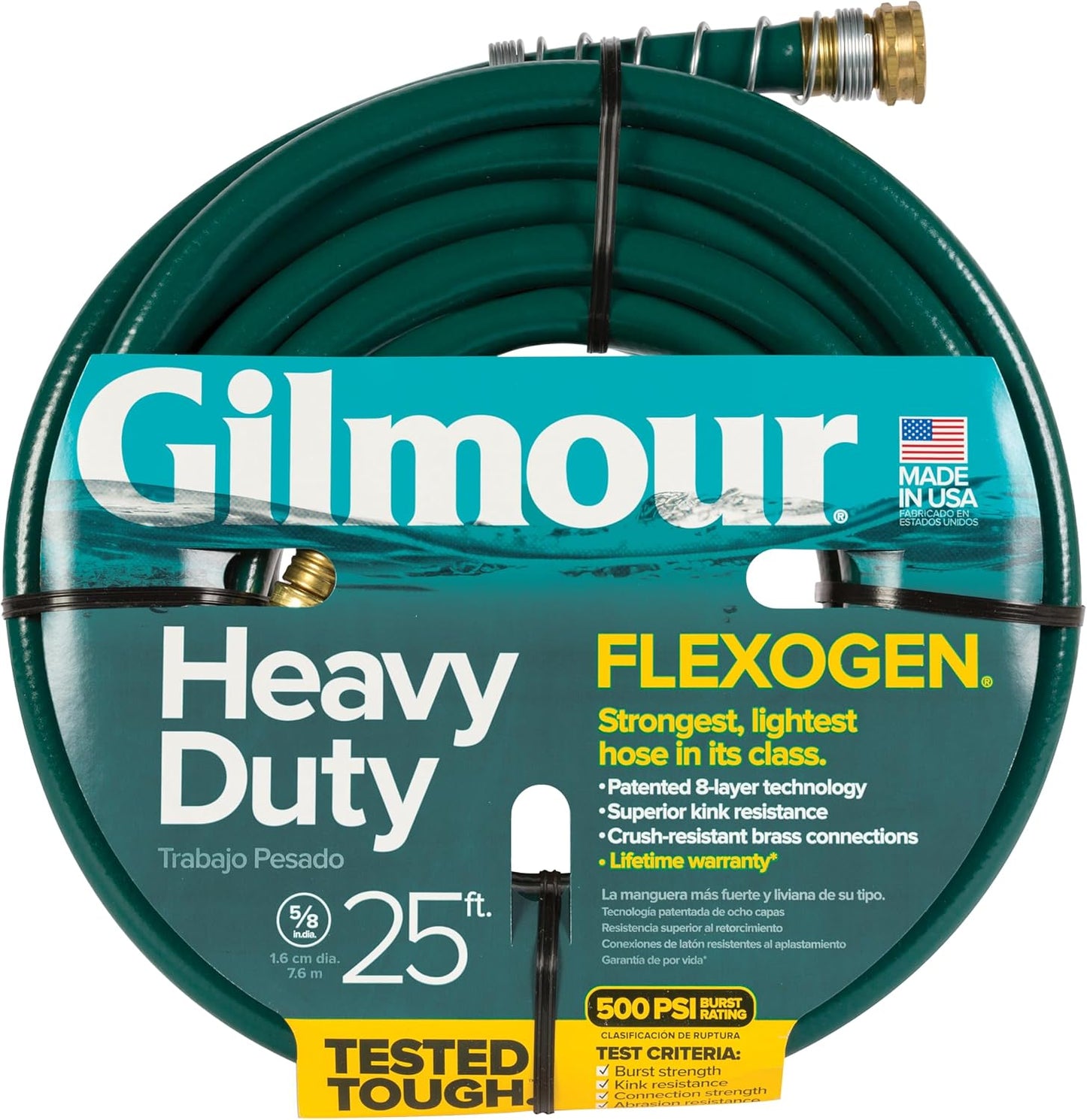 Flexogen 5/8" x 50' Heavy Duty Flexogen Water Hose, Flexible Garden Hose for Vegetable Gardens, Flower Beds, and Lawn Sprinklers