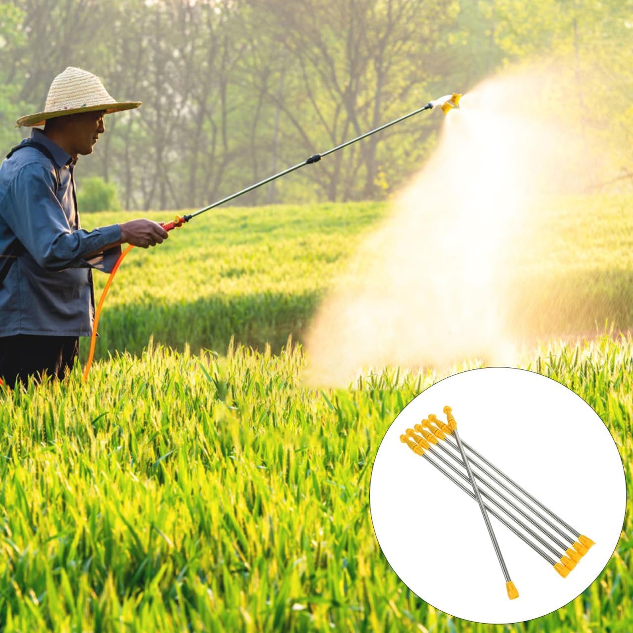 Sprayer Rod Stainless Steel Garden Sprayer Wand Extension 17.71 inch Replacement Rods for Plant Watering Agricultural Spraying Fertilization 6 pack