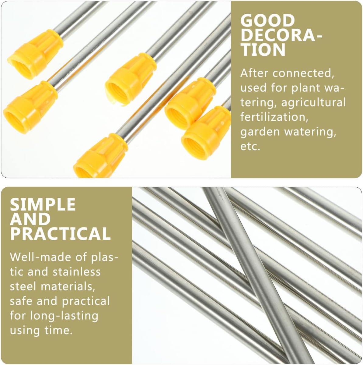 Sprayer Rod Stainless Steel Garden Sprayer Wand Extension 17.71 inch Replacement Rods for Plant Watering Agricultural Spraying Fertilization 6 pack