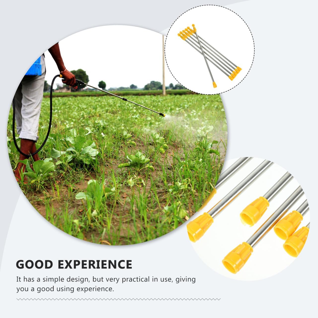 Sprayer Rod Stainless Steel Garden Sprayer Wand Extension 17.71 inch Replacement Rods for Plant Watering Agricultural Spraying Fertilization 6 pack