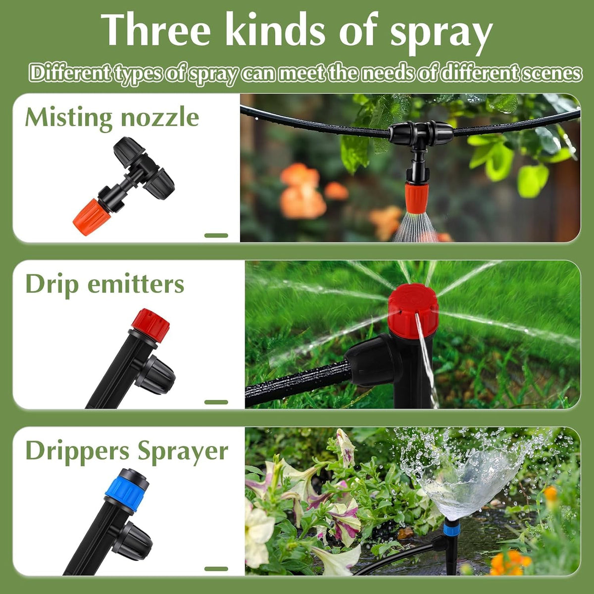 98FT 1/4 Inch 50FT 1/2 Inch Tubing Drip Irrigation System Kit