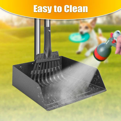 Pooper Scooper, Dog Pooper Scooper Long Handle Stainless Metal Tray and Rake for Medium Small Dogs Heavy Duty Pet Supplies to Use for Grass, Dirt or Gravel