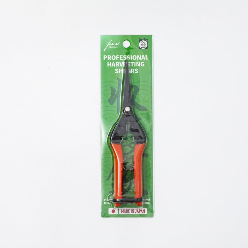 Saboten 7.9" Professional Japanese Harvesting Shears – Straight Blade, Stainless Steel with Fluorine Coating, Spring-Loaded, Ergonomic Grip – , Made in Japan