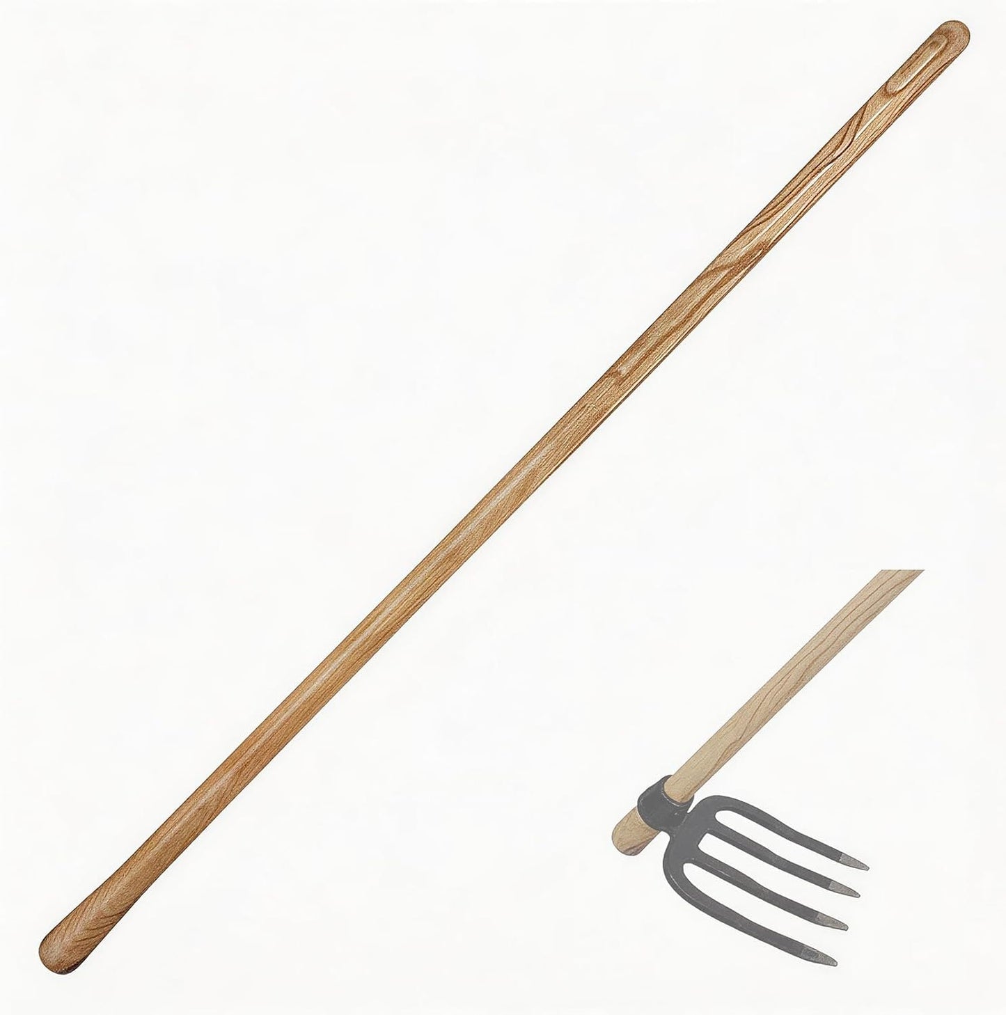 55-Inch Pure Solid Wood Replacement Handle for Garden Hoe Digging Spading, Surface Coated with Protective Paint, Clear Finish, Convenient and Durable (Spade & Fork Head Not Included)