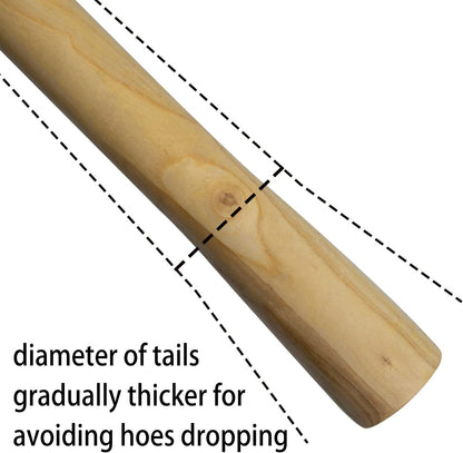 55-Inch Pure Solid Wood Replacement Handle for Garden Hoe Digging Spading, Surface Coated with Protective Paint, Clear Finish, Convenient and Durable (Spade & Fork Head Not Included)
