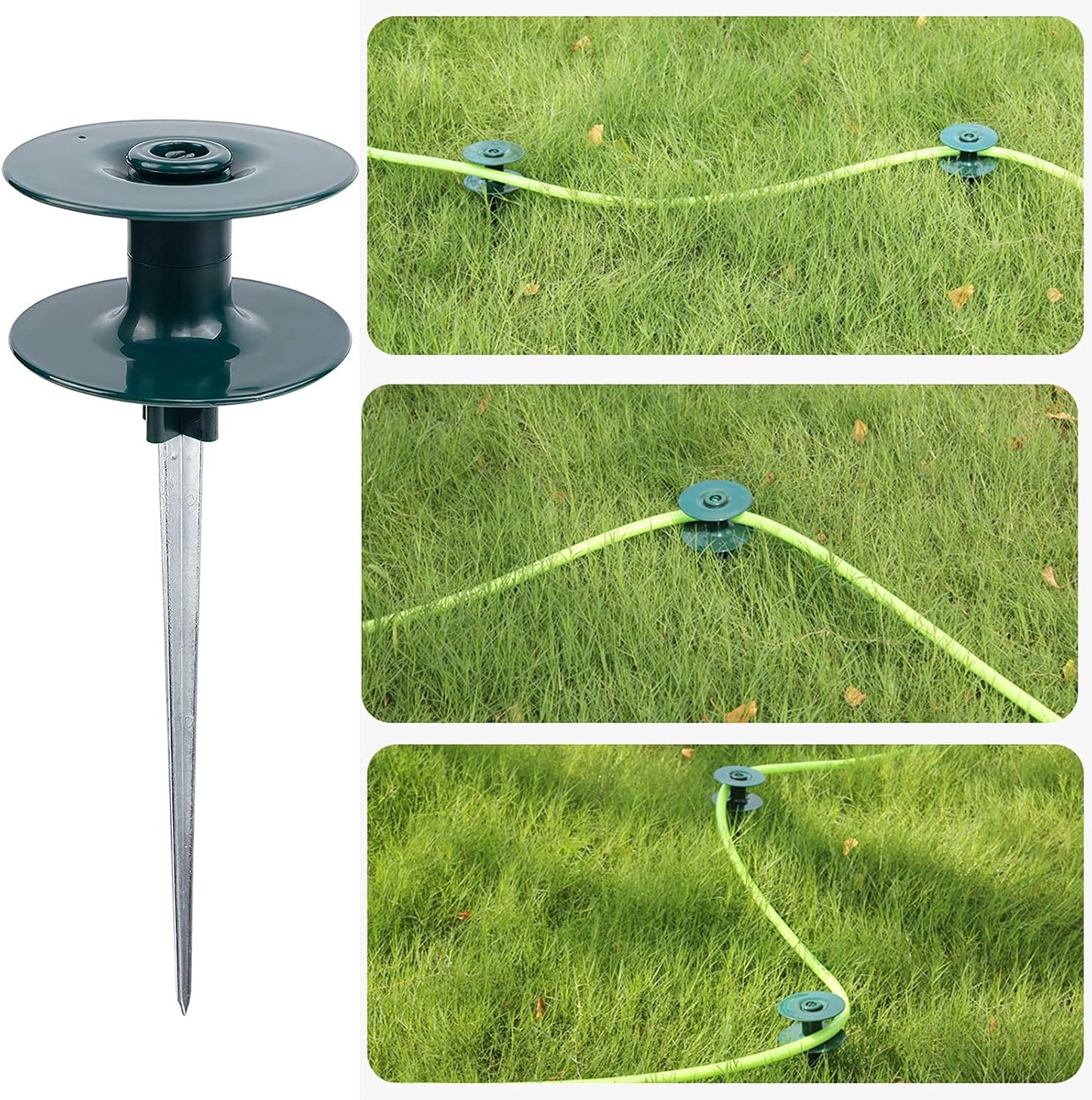 Hose Guide Spikes, 4 Pack Hose Guide on Zinc Spike Garden Hose Guide Spike Orbit Garden Hose Guide with Metal Spike Water Hoses Spike for Plant Protection Yard Garden