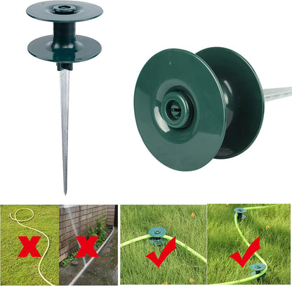 Hose Guide Spikes, 4 Pack Hose Guide on Zinc Spike Garden Hose Guide Spike Orbit Garden Hose Guide with Metal Spike Water Hoses Spike for Plant Protection Yard Garden