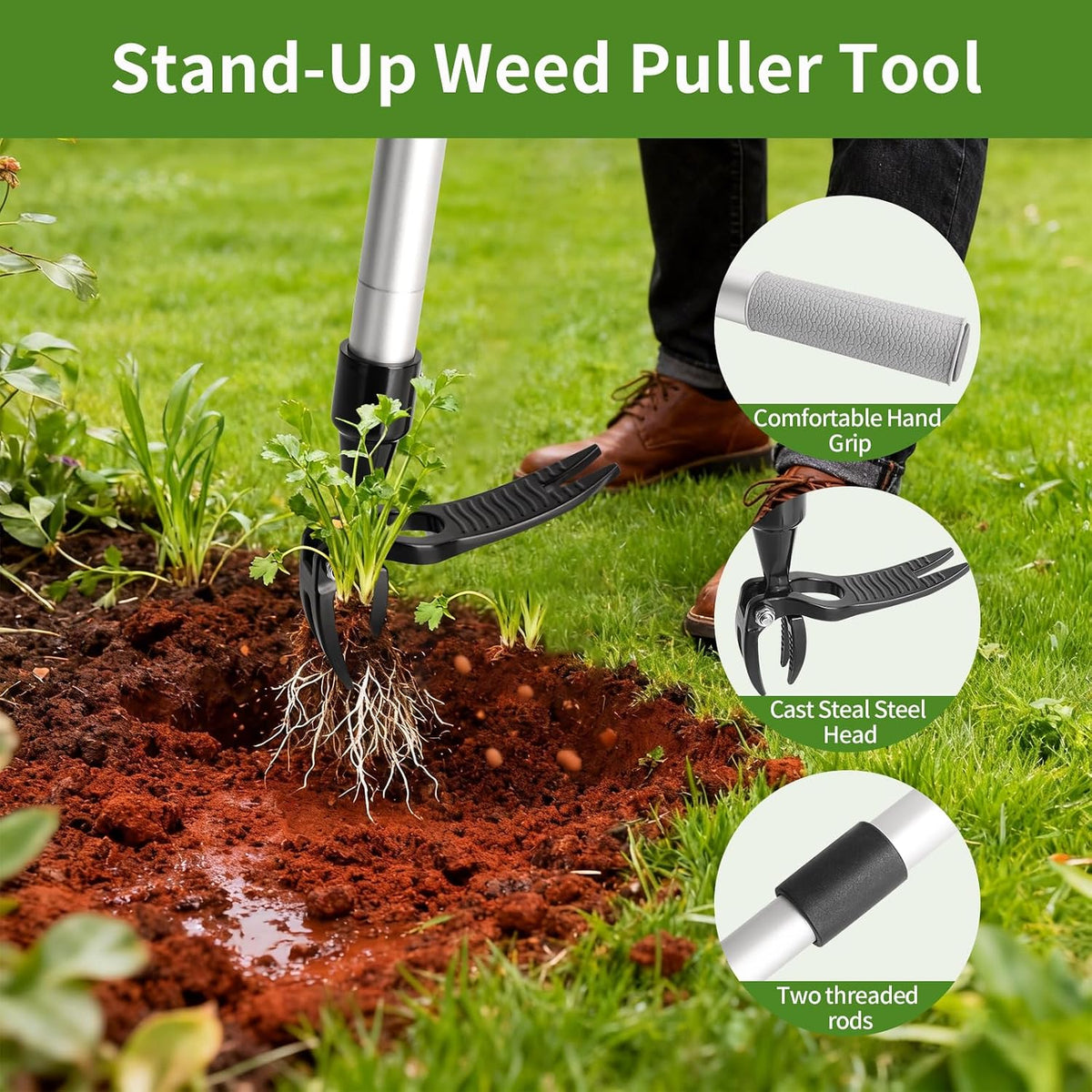 Adjustable Stand Up Weeder, 33-55 Inch, Lightweight Aluminum