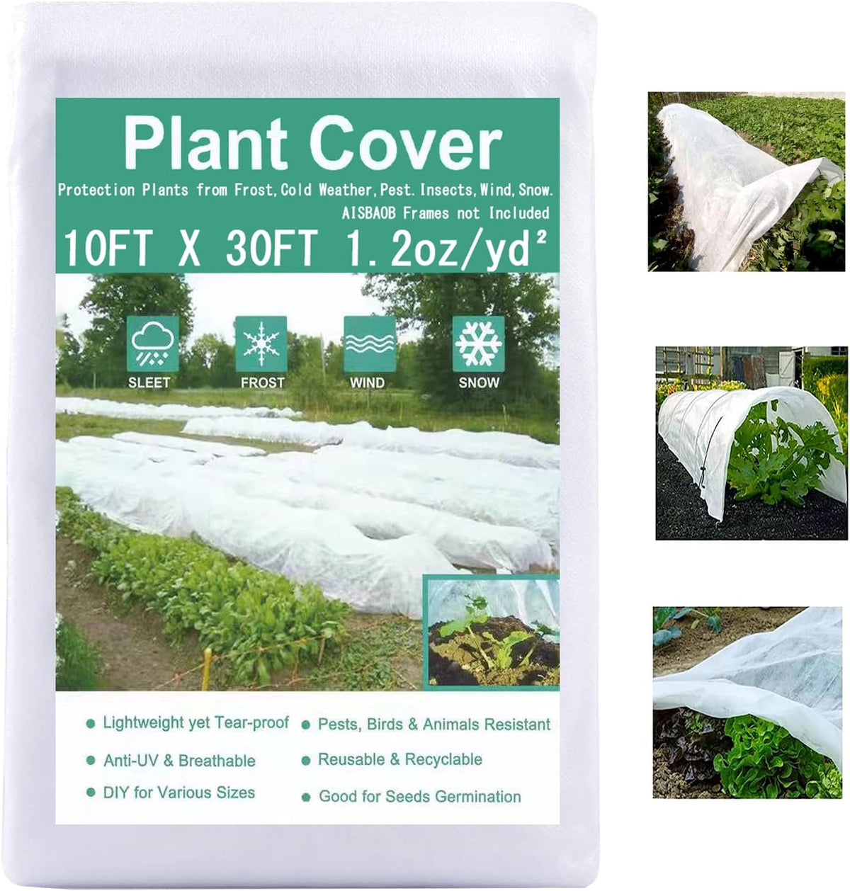 Plant Covers Freeze Protection 10FTX30FT Fabric Plant Blanket Floating Row Cover for Cold Weather Reusable Garden Plant Covers for Winter Frost Protection Sun Pest Protection