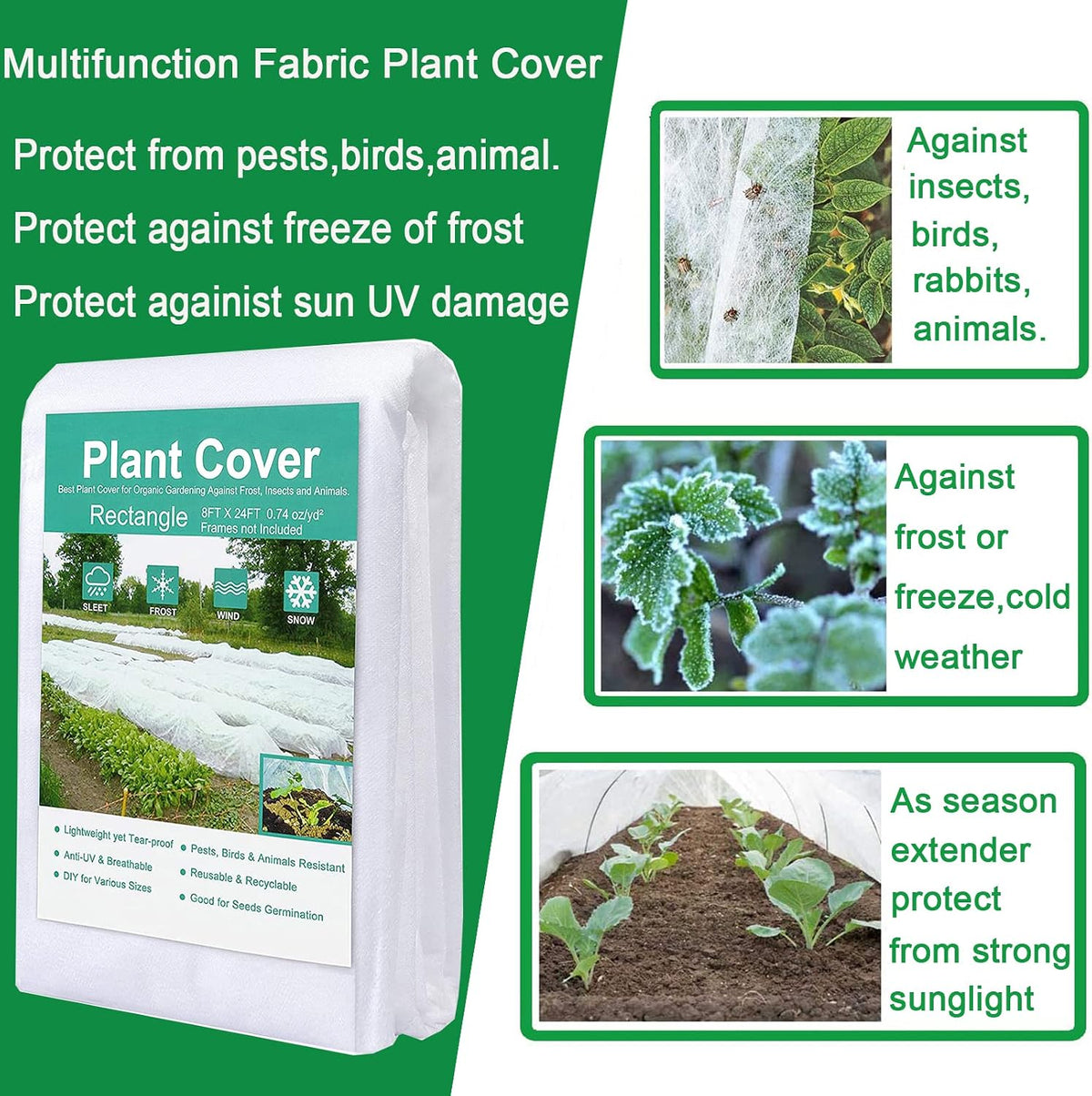 Plant Covers Freeze Protection 10FTX30FT Fabric Plant Blanket Floating Row Cover for Cold Weather Reusable Garden Plant Covers for Winter Frost Protection Sun Pest Protection