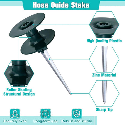 2Pcs Garden Hose Guide Spike, Heavy Duty Metal Stake with Rolling Ball Top, Rust-Proof Zinc Coated Hose Guard for Lawn, Yard & Flower Bed Protection