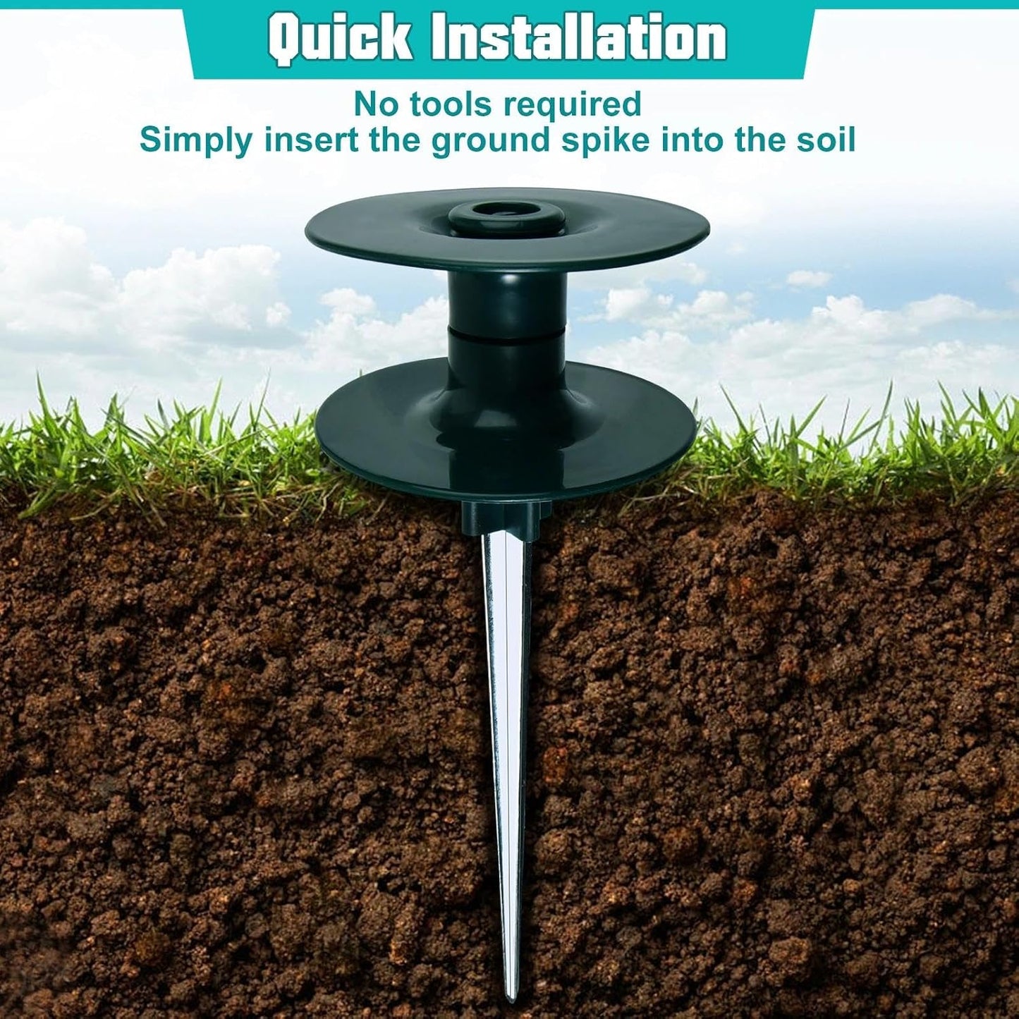 2Pcs Garden Hose Guide Spike, Heavy Duty Metal Stake with Rolling Ball Top, Rust-Proof Zinc Coated Hose Guard for Lawn, Yard & Flower Bed Protection