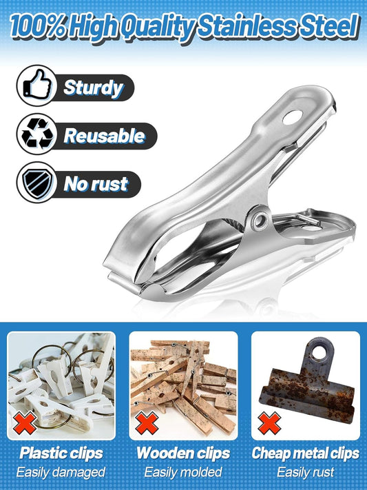 100Pcs Large Open Stainless Steel Garden Clips
