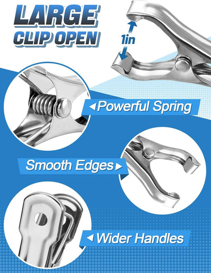 100Pcs Large Open Stainless Steel Garden Clips
