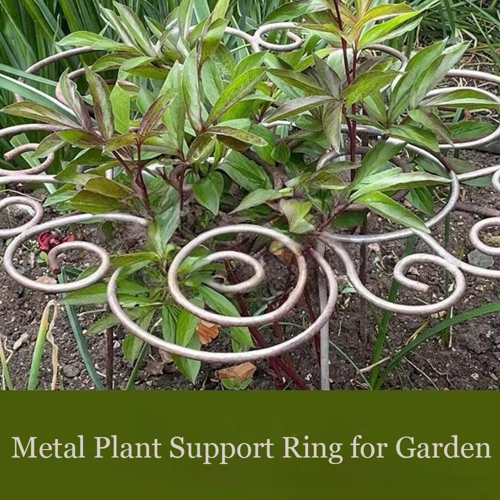 Metal Plant Support Ring, Garden Plants Support Stakes for Flowers Vegetables, Iron Plant Cage, Peony Cage Stand, Flower Hoop, Decorative Grow Through Rings Stackable, Outdoor Orchid Clip