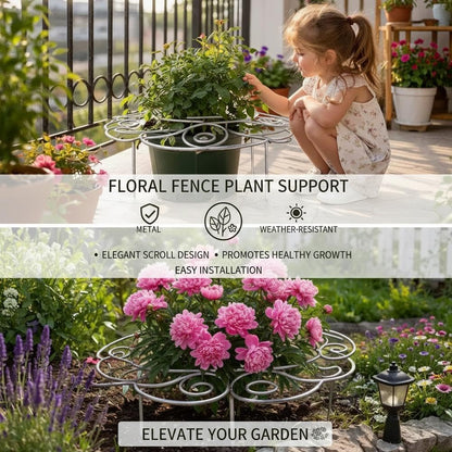 Metal Plant Support Ring, Garden Plants Support Stakes for Flowers Vegetables, Iron Plant Cage, Peony Cage Stand, Flower Hoop, Decorative Grow Through Rings Stackable, Outdoor Orchid Clip