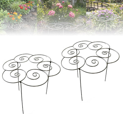 Metal Plant Support Ring, Garden Plants Support Stakes for Flowers Vegetables, Iron Plant Cage, Peony Cage Stand, Flower Hoop, Decorative Grow Through Rings Stackable, Outdoor Orchid Clip