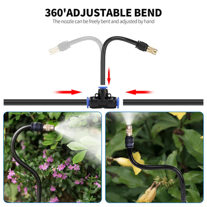 50FT Drip Irrigation System, Complete Garden Watering Kit with Rust-Proof Copper Nozzles - UV Stabilized Flexible Hose for Lawn, Greenhouse, Patio Plants
