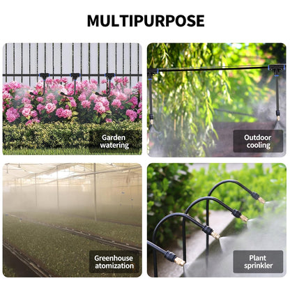 50FT Drip Irrigation System, Complete Garden Watering Kit with Rust-Proof Copper Nozzles - UV Stabilized Flexible Hose for Lawn, Greenhouse, Patio Plants