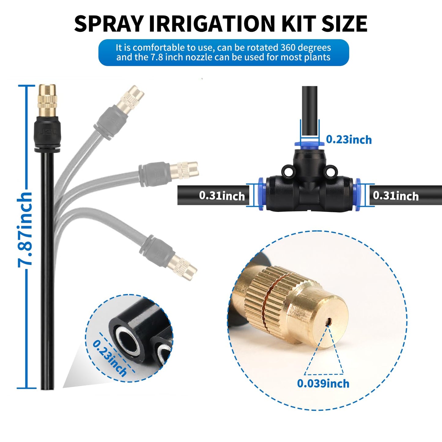 50FT Drip Irrigation System, Complete Garden Watering Kit with Rust-Proof Copper Nozzles - UV Stabilized Flexible Hose for Lawn, Greenhouse, Patio Plants