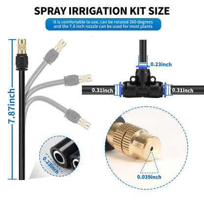 50FT Drip Irrigation System, Complete Garden Watering Kit with Rust-Proof Copper Nozzles - UV Stabilized Flexible Hose for Lawn, Greenhouse, Patio Plants