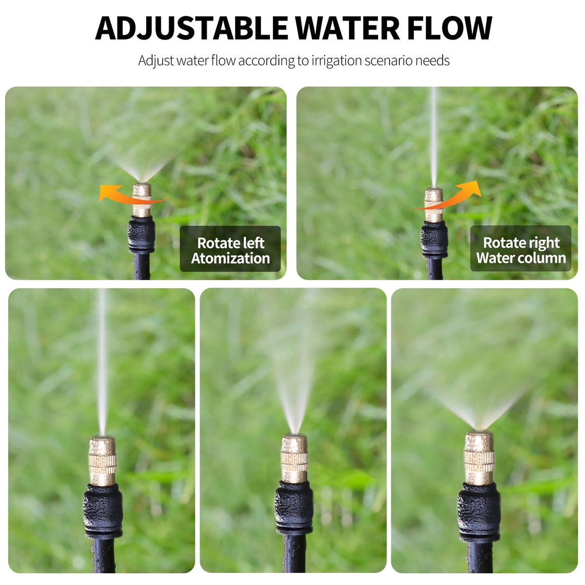 50FT Drip Irrigation System, Complete Garden Watering Kit with Rust-Proof Copper Nozzles - UV Stabilized Flexible Hose for Lawn, Greenhouse, Patio Plants