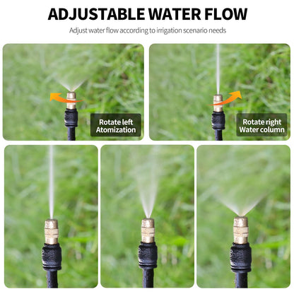 50FT Drip Irrigation System, Complete Garden Watering Kit with Rust-Proof Copper Nozzles - UV Stabilized Flexible Hose for Lawn, Greenhouse, Patio Plants