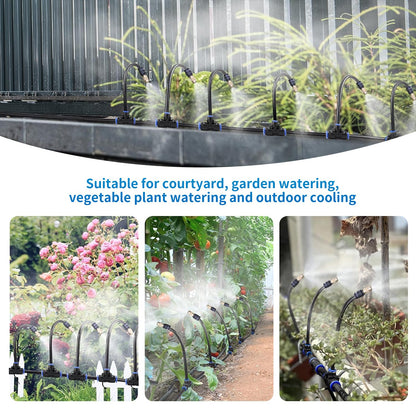 50FT Drip Irrigation System, Complete Garden Watering Kit with Rust-Proof Copper Nozzles - UV Stabilized Flexible Hose for Lawn, Greenhouse, Patio Plants