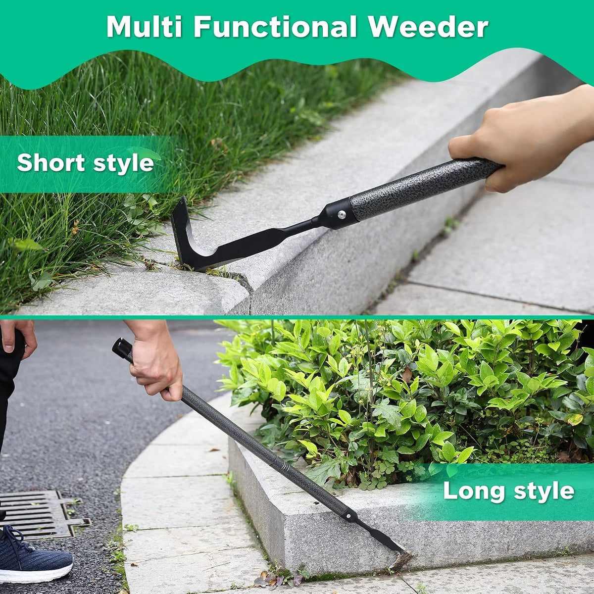 Crack Weeder for Crevice Weeds Weeding: 45” Long Handle, Heavy Duty Carbon Steel Weed Puller for Sidewalk Paver Deck Boards Weed Removal, Lightweight Gardening Tool