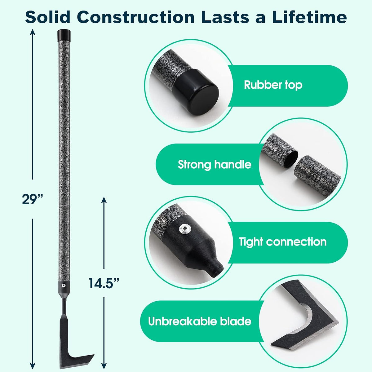 Crack Weeder for Crevice Weeds Weeding: 45” Long Handle, Heavy Duty Carbon Steel Weed Puller for Sidewalk Paver Deck Boards Weed Removal, Lightweight Gardening Tool