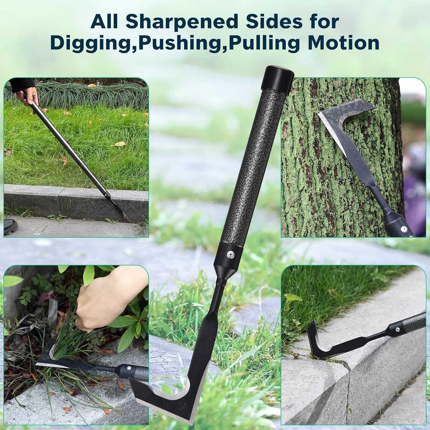 Crack Weeder for Crevice Weeds Weeding: 45” Long Handle, Heavy Duty Carbon Steel Weed Puller for Sidewalk Paver Deck Boards Weed Removal, Lightweight Gardening Tool