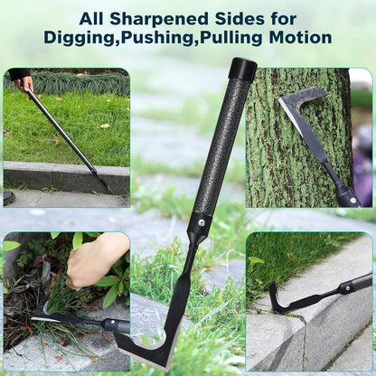 Crack Weeder for Crevice Weeds Weeding: 45” Long Handle, Heavy Duty Carbon Steel Weed Puller for Sidewalk Paver Deck Boards Weed Removal, Lightweight Gardening Tool