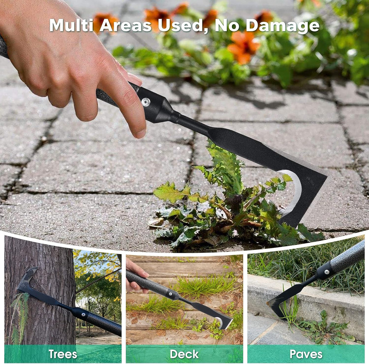 Crack Weeder for Crevice Weeds Weeding: 45” Long Handle, Heavy Duty Carbon Steel Weed Puller for Sidewalk Paver Deck Boards Weed Removal, Lightweight Gardening Tool