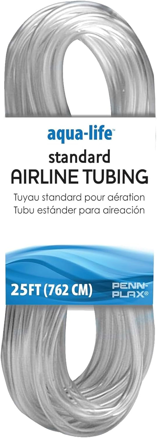 Aqua-Life Standard Airline Tubing - 3/16 Inch Flexible Airline Hose for Aquarium Pumps, Fish Tank Line for Air Stones & Filters - Safe for Freshwater & Saltwater - 25 ft Long, Clear