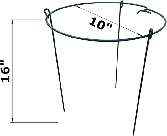 10 Pack 10" Wide x 16" High Peony Cage Rings Garden Plant Support Brace Round Metal Plant Stakes Rings, Strong Large Garden Supports for Flowers, Peonies, Rose, Lily