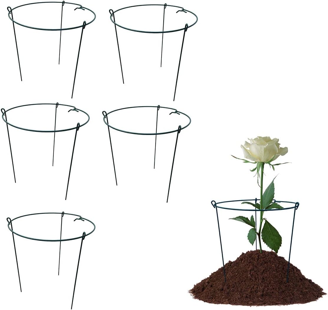 10 Pack 10" Wide x 16" High Peony Cage Rings Garden Plant Support Brace Round Metal Plant Stakes Rings, Strong Large Garden Supports for Flowers, Peonies, Rose, Lily