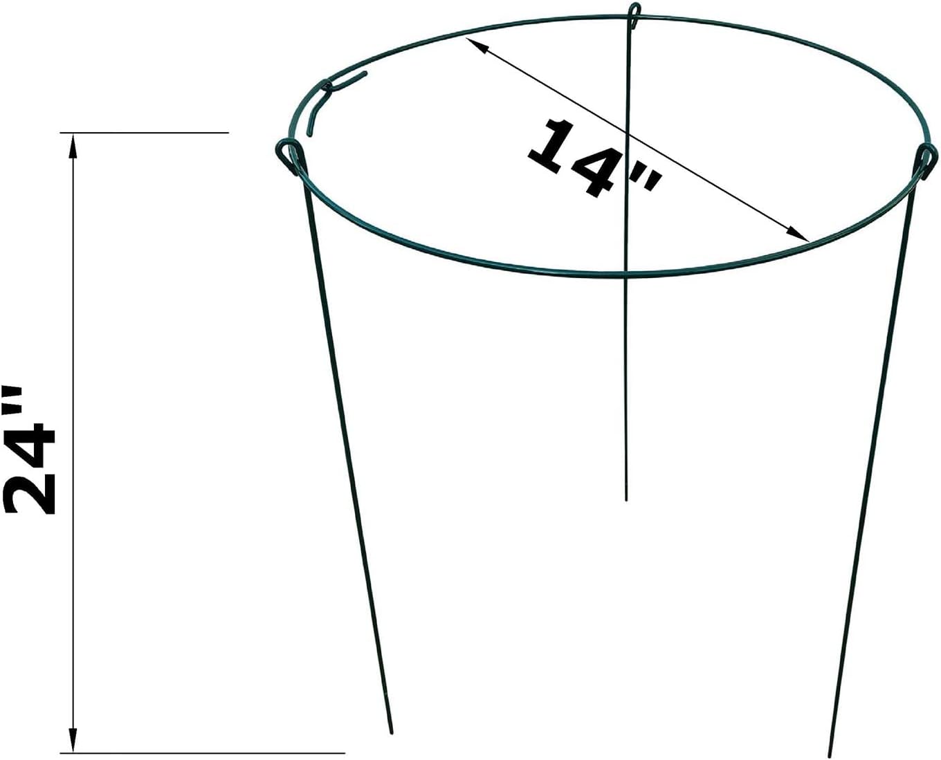 10 Pack 10" Wide x 16" High Peony Cage Rings Garden Plant Support Brace Round Metal Plant Stakes Rings, Strong Large Garden Supports for Flowers, Peonies, Rose, Lily