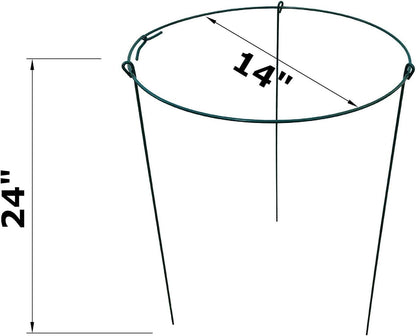 10 Pack 10" Wide x 16" High Peony Cage Rings Garden Plant Support Brace Round Metal Plant Stakes Rings, Strong Large Garden Supports for Flowers, Peonies, Rose, Lily