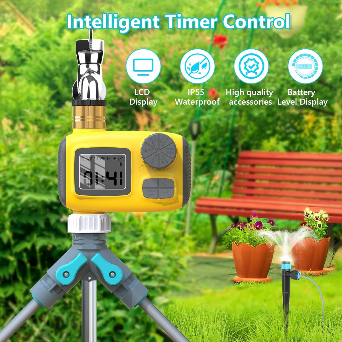 100FT Drip Irrigation System Kit with Water Timer for Garden