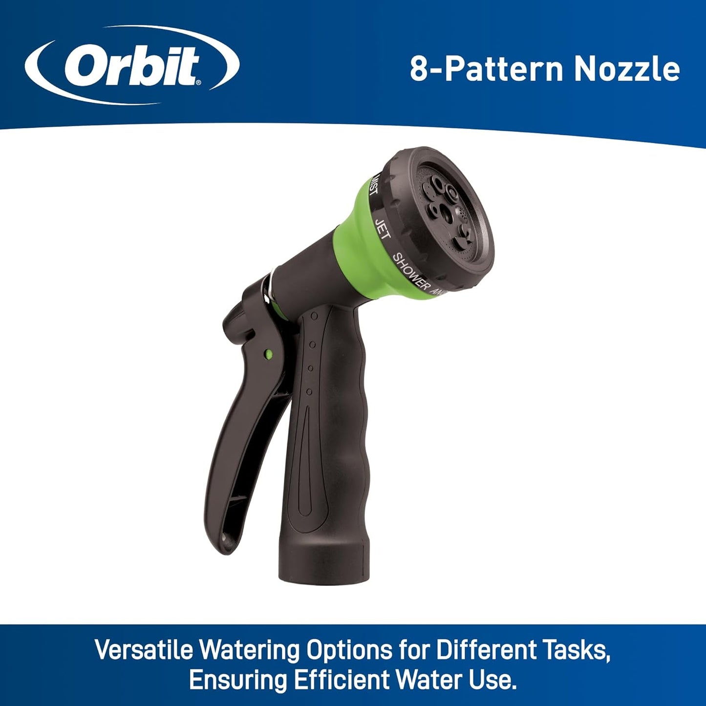 Coil Garden Hose, 25 ft, with 8-Pattern Nozzle, Green - 26380