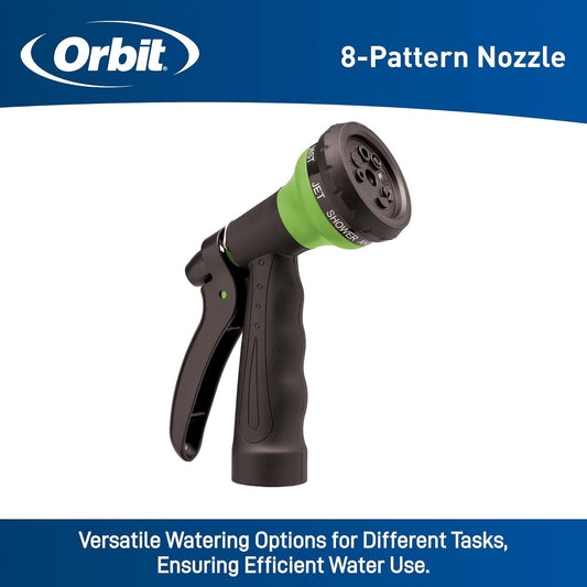 Coil Garden Hose, 25 ft, with 8-Pattern Nozzle, Green - 26380